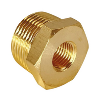 FLOFLEX BRASS PIPE FITTING BUSHING 1/4" MALE X 1/8" FEMALE NPT